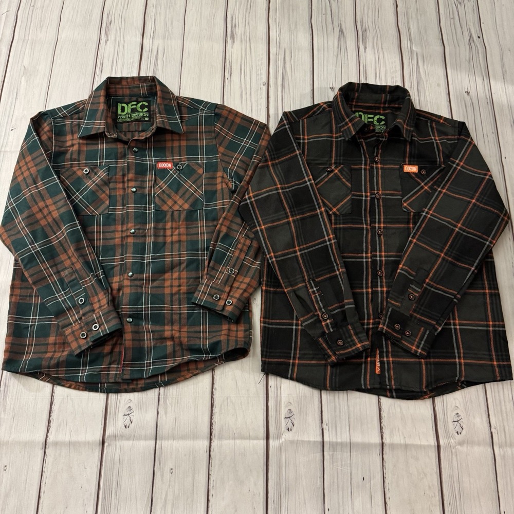 Dixxon Dixon Youth Flannel Shirt Lot 2 Size M‎ Plaid Button Front DFC